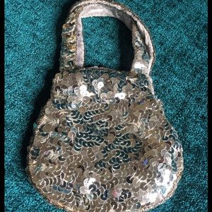 La Regale Silver Sequin Evening Bag